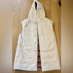 New Herno Faux Mink Reversible Long Hooded Down Vest